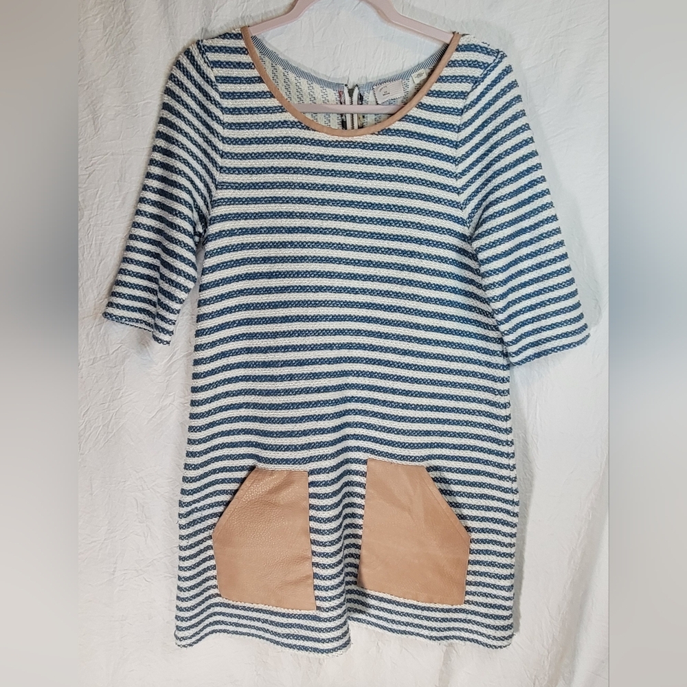 Anthropologie Postmark Sapony Tunic/Dress with Faux Leather Pockets - Size Med